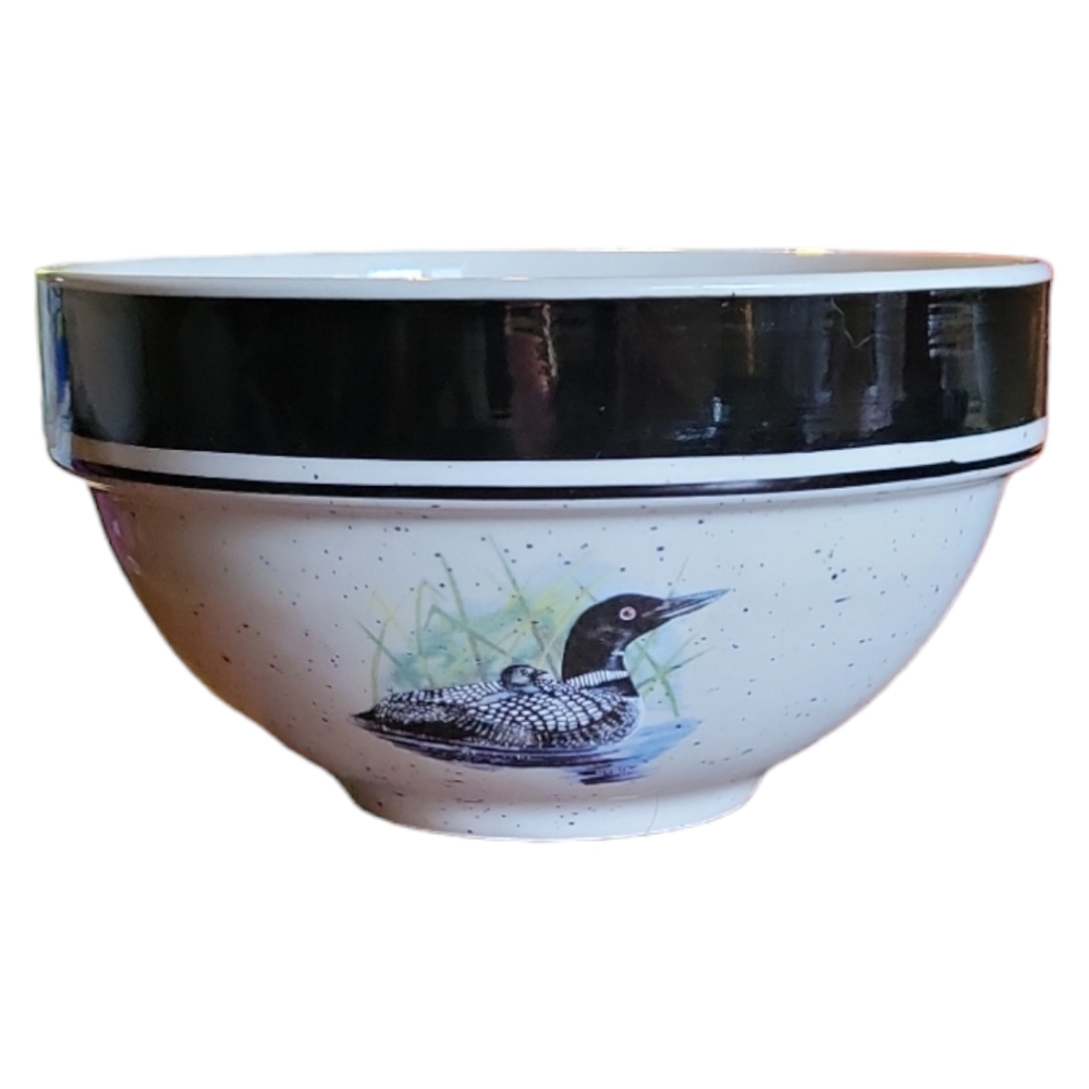 1 Vtg Folkcraft Stoneware Loon Lake Scotty Z Cereal Soup Bowl Oven To Table